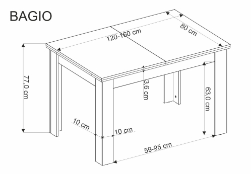 BAGIO stół rozkładany 120-160/80 cm dąb artisan/dąb artisan