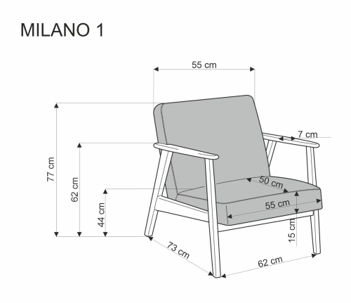 MILANO 1S fotel - beżowy tap. Castel 15