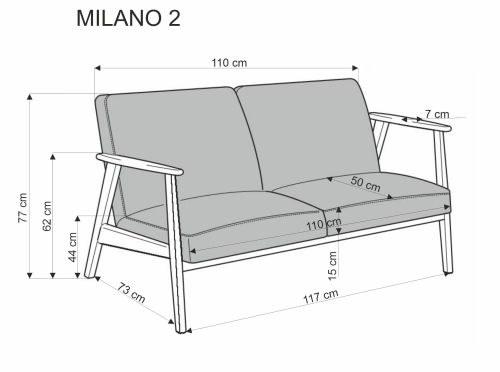 MILANO 2S sofa - beżowy tap. Castel 15