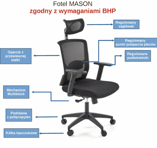 MASON fotel obrotowy biurowy czarny