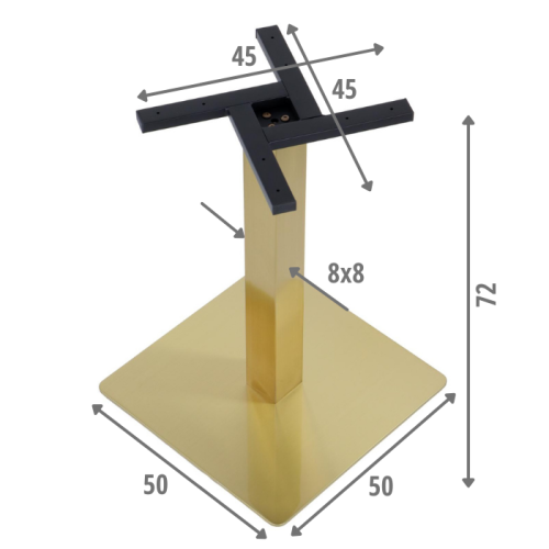 Podstawa do stolika SH-3002-6/G złoto, wysokość 72 cm, 50x50 cm