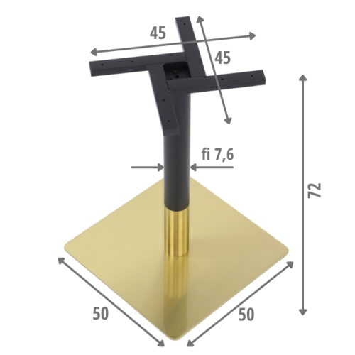 Podstawa do stolika SH-3002-6/GB złoto/czarny, wysokość 72 cm, 50x50 cm