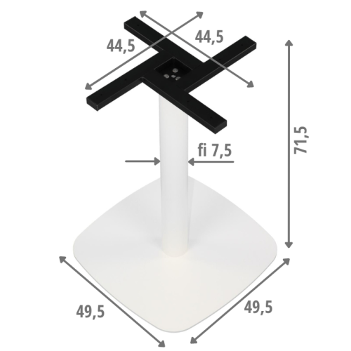 Podstawa do stolika SH-3050-3/W, wysokość 71,5 cm, 49,5x49,5xcm, kolor biały