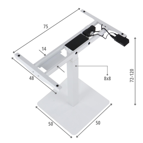 Podstawa do stolika PRATO 05-2T/W z elektryczną regulacją wysokości w zakresie 72-120, 1-silnikowy, kolor biały