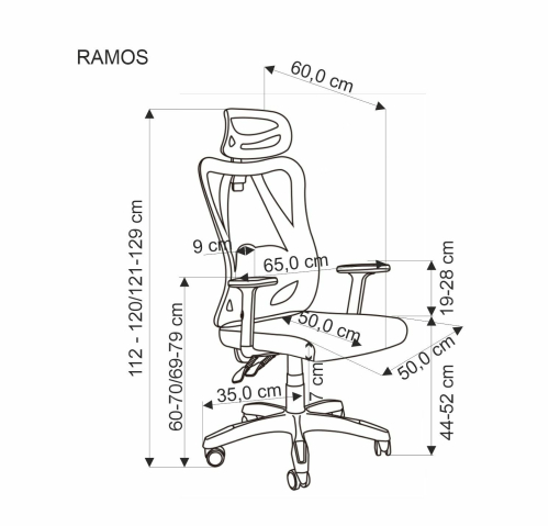 RAMOS fotel obrotowy czarny -atestowany