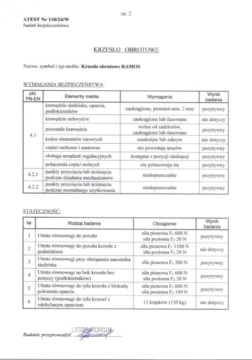 RAMOS fotel obrotowy czarny -atestowany